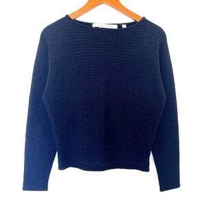 LEMAIRE x Uniqlo Womens Wool Cashmere Sweater Size SX Navy Geometric Minimalist